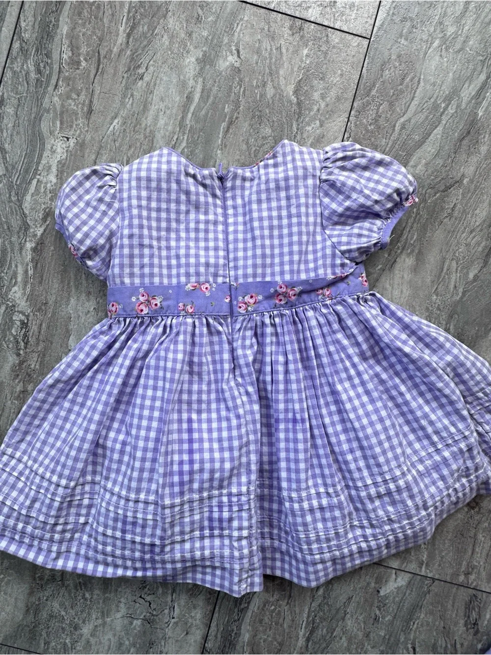 Lavender Gingham Baby Dress with Floral Bow Made with Love by Place 3/6